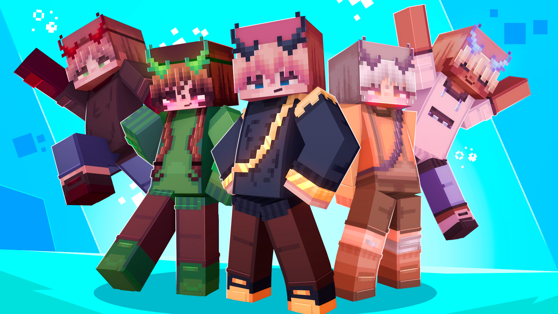Keyart render of a minecraft marketplace product about skins.