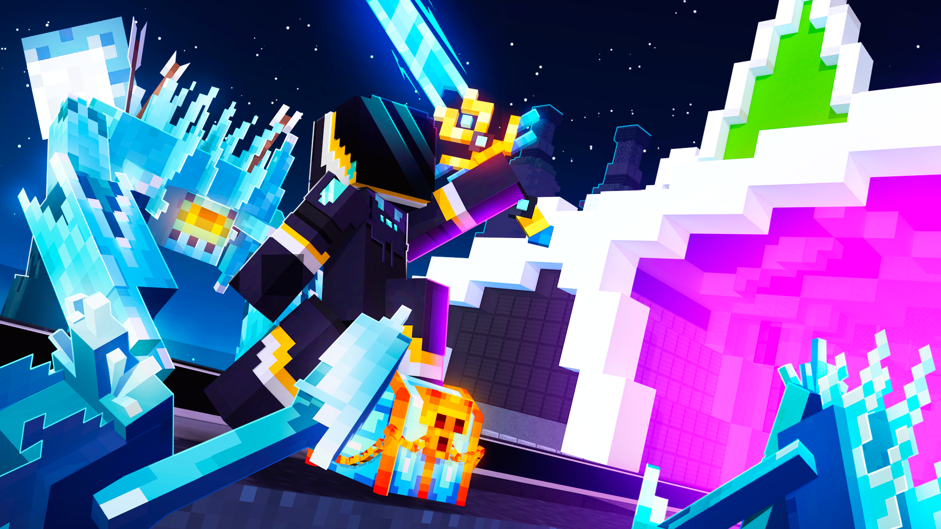 Keyart render of a minecraft marketplace product about Space Shenanigans.